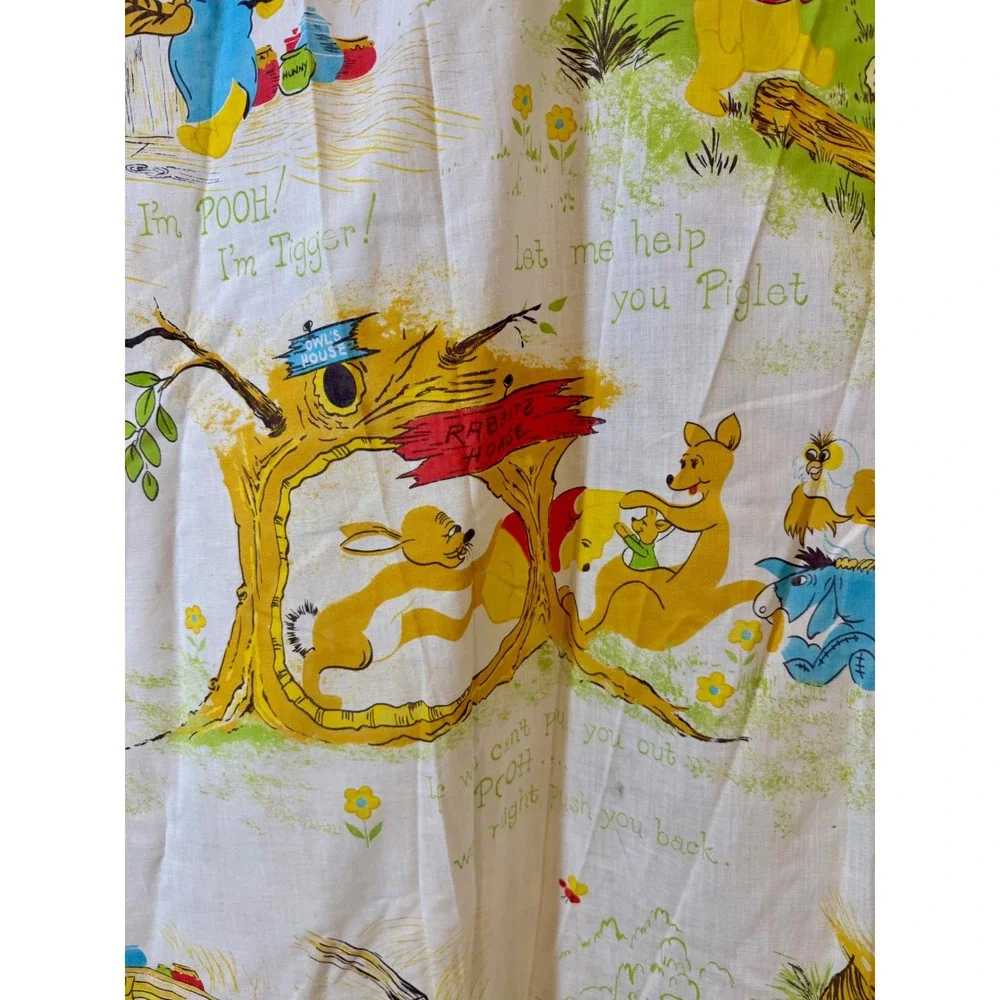 Vintage 1970s Sears Perma-Prest Winnie the Pooh Crib Sheet Disney Characters 70s